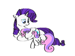 Size: 400x300 | Tagged: safe, artist:masterpie7, rarity, sweetie belle, pony, unicorn, g4, duo, duo female, female, simple background, sisters, sleeping, transparent background