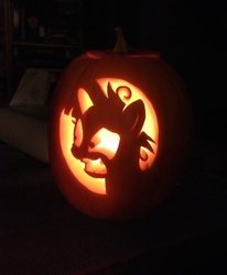 Size: 716x870 | Tagged: safe, artist:silvertailwuf, twilight sparkle, g4, insanity, irl, jack-o-lantern, photo, pumpkin, twilight snapple