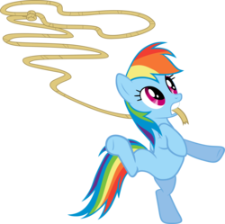 Size: 2703x2687 | Tagged: safe, artist:cthulhuandyou, rainbow dash, pegasus, pony, fall weather friends, g4, female, lasso, mare, mouth hold, rope, simple background, solo, standing, standing on one leg, svg, transparent background, vector