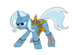 Size: 4000x3000 | Tagged: safe, artist:sethisto, trixie, pony, unicorn, g4, armor, cosplay, female, grin, league of legends, orianna, simple background, smiling, solo, transparent background