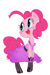 Size: 700x1050 | Tagged: safe, artist:elslowmo, artist:tess, pinkie pie, earth pony, pony, g4, clothes, dress, female, fishnet stockings, high heels, mare, shoes, simple background, solo, stockings, transparent background