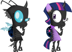 Size: 1024x744 | Tagged: safe, artist:zimvader42, twilight sparkle, changeling, g4, changelingified, crossover, disguise, disguised changeling, invader zim, parody, simple background, species swap, tape, transparent background