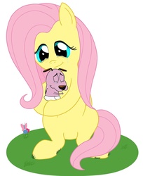 Size: 900x1102 | Tagged: safe, artist:nobody47, fluttershy, g4, baby, courage the cowardly dog, crossover, crying, diaper, fluttermom, hug