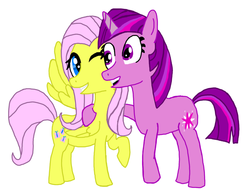 Size: 900x685 | Tagged: safe, artist:sfz95, fluttershy, twilight sparkle, g4, hug