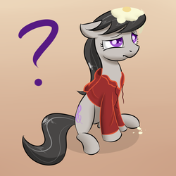 Size: 1024x1024 | Tagged: safe, artist:sirpayne, octavia melody, earth pony, pony, g4, clothes, egg (food), female, food, hoodie, solo, wat