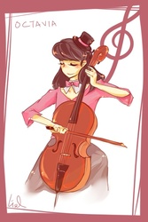 Size: 400x600 | Tagged: safe, artist:chripark, octavia melody, human, g4, cello, clothes, female, hat, humanized, musical instrument, playing instrument, smiling, solo