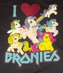 Size: 576x661 | Tagged: safe, applejack (g1), firefly, glory, gusty, princess sparkle, tic tac toe (g1), pony, g1, brony, clothes, irl, merchandise, photo, shirt