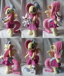 Size: 1024x1206 | Tagged: safe, artist:agatrix, angel bunny, fluttershy, bird, semi-anthro, g4, female, irl, outfit, photo, plushie, solo