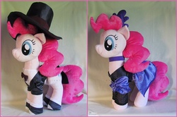 Size: 1678x1113 | Tagged: safe, artist:magnastorm, pinkie pie, earth pony, pony, g4, clothes, dress, hat, irl, outfit, photo, plushie, saloon dress, solo, spats, tuxedo