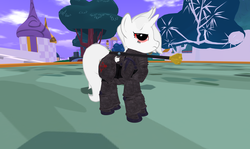 Size: 1680x1000 | Tagged: safe, oc, oc only, oc:appletart longshot, pony, unicorn, fallout equestria, albino, appletart, female, mare, power-armour, second life, steel ranger, this machine