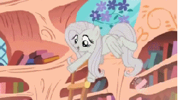 Size: 280x158 | Tagged: safe, screencap, fluttershy, spike, g4, season 2, the return of harmony, animated, book, discorded, gif, tackle
