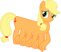 Size: 653x555 | Tagged: safe, applejack, centipede, g4, cyriak, extra legs, multiple legs, multiple limbs, not salmon, pony centipede, sleipnir, ten legs, wat, what has science done