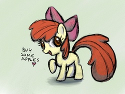 Size: 1024x768 | Tagged: safe, artist:dream-star-slash, apple bloom, earth pony, pony, g4, buy some apples, female, solo