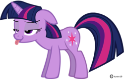 Size: 1500x960 | Tagged: safe, artist:kuren247, twilight sparkle, pony, unicorn, g4, bedroom eyes, estrus, female, mare, simple background, solo, tongue out, transparent background, vector