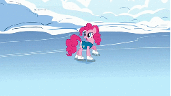 Size: 533x300 | Tagged: safe, screencap, pinkie pie, twilight sparkle, g4, winter wrap up, animated, duo, female, ice, ice skates, ice skating, loop, spinning, winter wrap up vest