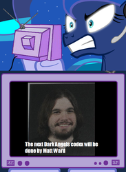 Size: 563x769 | Tagged: safe, princess luna, pony, gamer luna, g4, exploitable meme, heresy, hilarious in hindsight, matt ward, meme, parody, rage, tv meme, warhammer (game), warhammer 40k, your spiritual liege