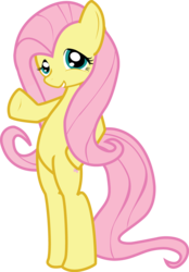 Size: 906x1299 | Tagged: safe, artist:hoodie-stalker, fluttershy, pegasus, pony, g4, belly, bipedal, female, hoof on hip, looking at you, simple background, solo, teeth, transparent background, vector, waving