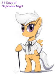 Size: 600x800 | Tagged: safe, artist:grissaecrim, scootaloo, pegasus, pony, g4, 31 days of nightmare night, bipedal, colonel sanders, scootachicken