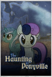 Size: 685x1015 | Tagged: safe, bon bon, lyra heartstrings, sweetie drops, earth pony, ghost, pony, unicorn, fanfic:the haunting in ponyville, g4, cover, fanfic, fanfic art, fanfic cover, nightmare night
