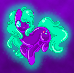 Size: 1000x983 | Tagged: safe, artist:akuoreo, oc, oc only, oc:jelly, earth pony, food pony, goo pony, monster pony, original species, pony, female, glowing, jelly, mare, slime, solo