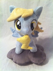 Size: 1936x2592 | Tagged: safe, artist:planetplush, derpy hooves, pony, g4, cloud, female, filly, irl, lightning, photo, plushie, solo
