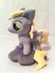 Size: 1936x2592 | Tagged: safe, artist:planetplush, derpy hooves, pony, g4, cloud, female, filly, irl, lightning, photo, plushie, solo