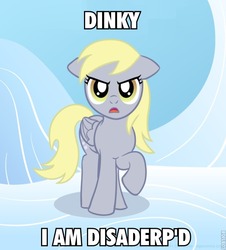 Size: 600x663 | Tagged: safe, artist:danshive, derpy hooves, pegasus, pony, g4, female, floppy ears, i am disappoint, image macro, meme, raised hoof, solo, son i am disappoint, underp