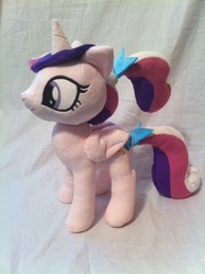Size: 1936x2592 | Tagged: safe, artist:planetplush, princess cadance, pony, g4, bow, customized toy, foalsitter, irl, photo, plushie, ribbon, solo, tail bow, young