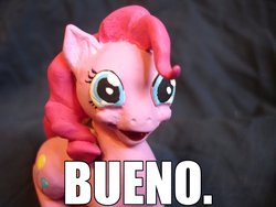 Size: 1000x750 | Tagged: safe, pinkie pie, g4, bueno, caption, clay, image macro, nightmare fuel, reaction image