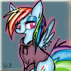 Size: 2000x2000 | Tagged: safe, artist:blup-chan, rainbow dash, pony, g4, clothes, female, high res, hoodie, solo