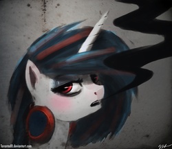 Size: 2160x1872 | Tagged: safe, artist:tarantad0, dj pon-3, vinyl scratch, pony, g4, headphones, smoke, solo