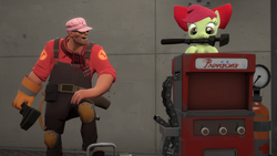 Size: 1366x768 | Tagged: safe, apple bloom, g4, engineer, engineer (tf2), gmod, team fortress 2