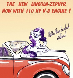 Size: 1024x1101 | Tagged: safe, artist:agm, rarity, pony, g4, car, lincoln (car), pinup, solo