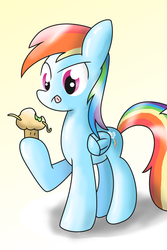 Size: 1600x2400 | Tagged: safe, artist:041744, rainbow dash, pegasus, pony, g4, baked bads, muffin, solo