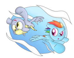 Size: 2500x1942 | Tagged: safe, artist:041744, derpy hooves, rainbow dash, pegasus, pony, g4, duo, female, mare