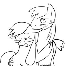 Size: 1000x858 | Tagged: safe, artist:caluriri, applejack, big macintosh, earth pony, pony, g4, blushing, ear bite, incest, male, ship:applemac, shipping, stallion, straight