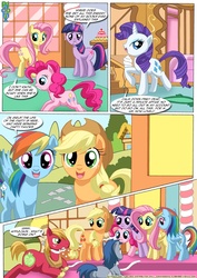 Size: 1024x1447 | Tagged: safe, artist:bbmbbf, applejack, big macintosh, fluttershy, pinkie pie, rainbow dash, rarity, twilight sparkle, oc, earth pony, pony, comic:pinky's porntastic party, equestria untamed, g4, comic, male, palcomix, stallion