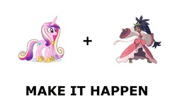 Size: 1008x600 | Tagged: safe, princess cadance, g4, all caps, exploitable meme, iris (pokémon), make it happen, meme, meta, pokémon