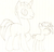 Size: 1527x1461 | Tagged: safe, artist:kitsamoon, oc, oc only, oc:bow strings, oc:orchestral strings, pony, unicorn, duo, father, happy, sketch, son