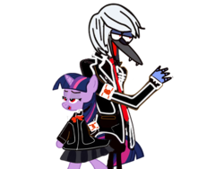 Size: 640x480 | Tagged: safe, artist:kaiamurosesei, twilight sparkle, pony, unicorn, g4, cosplay, crossover, crossover shipping, female, interspecies, male, mare, mordecai, mordetwi, regular show, simple background, straight, transparent background, unicorn twilight, vampire knight, yuki kuran, zero kiryu