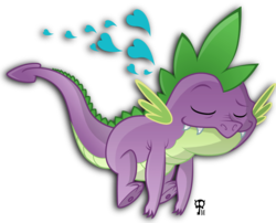 Size: 1211x980 | Tagged: safe, artist:leonardomapache, spike, dragon, g4, eyes closed, heart, male, simple background, solo, transparent background