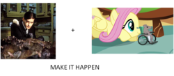 Size: 931x406 | Tagged: safe, fluttershy, mouse, g4, all caps, exploitable meme, make it happen, meme, meta, willard