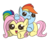 Size: 892x895 | Tagged: safe, artist:dexiom, fluttershy, rainbow dash, g4, blank flank, cute, ear bite, filly, nom