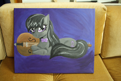 Size: 900x600 | Tagged: dead source, safe, artist:silentbluefoxx, octavia melody, earth pony, pony, g4, couch, female, mare, photo, solo, traditional art