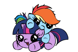 Size: 844x564 | Tagged: safe, artist:mixermike622, rainbow dash, twilight sparkle, g4, cute, dashabetes, diabetes, ear bite, female, filly, lesbian, ship:twidash, shipping