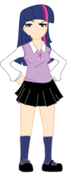 Size: 583x1440 | Tagged: safe, artist:claireannecarr, twilight sparkle, human, g4, clothes, female, humanized, simple background, skirt, solo, transparent background