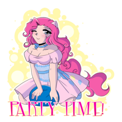 Size: 1500x1500 | Tagged: safe, artist:dawnrie, pinkie pie, human, g4, eared humanization, female, humanized, solo, tailed humanization