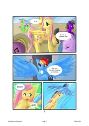 Size: 1240x1754 | Tagged: safe, artist:gokai-chibi, fluttershy, rainbow dash, pegasus, pony, comic:raindrops and bunnies, g4, comic, flying