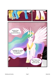 Size: 1240x1754 | Tagged: safe, artist:gokai-chibi, fluttershy, princess celestia, rainbow dash, alicorn, pony, comic:raindrops and bunnies, g4, comic, solo focus, spread wings, wings