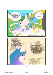 Size: 1240x1754 | Tagged: safe, artist:gokai-chibi, fluttershy, princess celestia, rainbow dash, alicorn, pegasus, pony, comic:raindrops and bunnies, g4, comic, trio